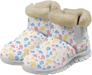 Женские зимние сапоги Jeiento Fashion, комфортные теплые зимние сапожки, удобные, противоскользящие, с мягким внутренним материалом, на плоской подошве, Mushroom Skull -White