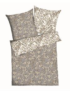 Jack Комплект постельного белья из льна перкаля, 2 предмета, 135x200 см, с изображением листьев Флоренции, серый цвет