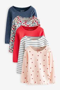 Рубчатые топы с длинными рукавами, упаковка 5 шт (3 мес 7 лет) Next, синий