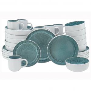 Мой дом Kombiservice современный сервиз, Service Nydala высокая прочность, подходит для посудомоечной и микроволновой печи, реактивная глазурь My Home, Weiß/eisblau