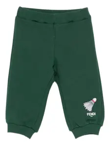 Спортивные брюки с вышитым воланом FENDI KIDS, зеленый