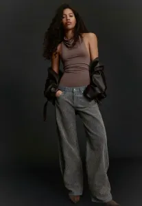 Боди с завязками на шее и принтом Bershka, Sand