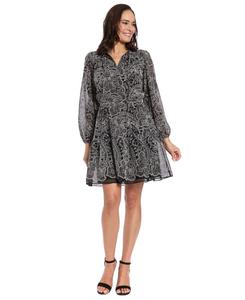 Женское платье с рукавами-епископскими и эластичным поясом London Times, Marlin/Ivory