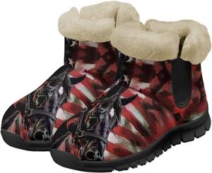 Женские зимние ботинки Jeiento Horse с противоскользящей подошвой, плюшевые ботинки для прогулок, Horse American Flag