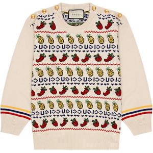 Детский свитер с круглым вырезом, средней жесткости Gucci, экрю