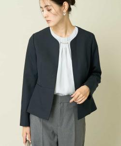 Куртка-«замочная скважина» из твида, пригодная для стирки, не требующая особого ухода, не образующая катышков, эластичная, быстросохнущая Avv, цвет Navy