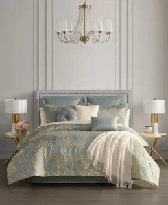 Комплект постельного белья Avignon Floral Jacquard, 14 предметов, размер King Macy'S, синий/золотой