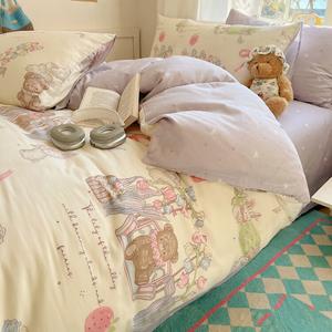 LUOLAI HOME Комплект постельного белья 1,5-спальный, 4 предмета, пододеяльник 200×230 см, 100% хлопок, Secret Garden Bear