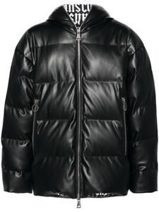 Versace Jeans Couture пуховик из искусственной кожи с капюшоном, черный