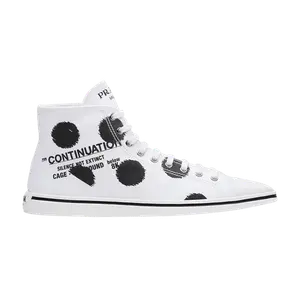 Кроссовки Prada Point-Toe Canvas High Polka Dot - White Black, белый