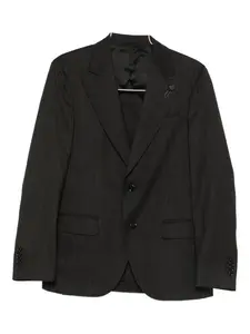 Хлопковый однобортный костюм Lardini, черный