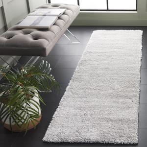Ковер-дорожка SAFAVIEH, 61 x 244 см, Jasmine Shag Collection, Light Grey & Ivory, современный дизайн, плюшевый, идеально для помещений с высокой проходимостью: гостиная, спальня, столовая (JSM100F-28)