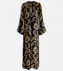 Вышитое бархатное макси-платье Johanna Ortiz, Black/Sand