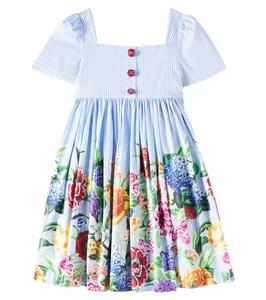 Платье из хлопка с цветочным принтом Dolce&Gabbana Kids, Mix Fiori F.Do Righe
