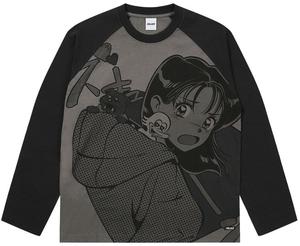 Футболка с длинным рукавом реглан Palace Rear View, черная/моно