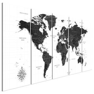 Фреска Artgeist Black and White Map (5 шт), 80 см, черно-белый