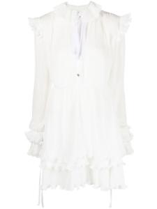 Philipp Plein плиссированное платье миди с оборками, белый