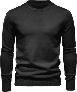 Мужской пуловер с круглым вырезом, однотонный теплый свитер с длинными рукавами