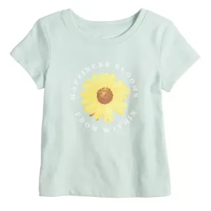 Футболка с коротким рукавом и принтом для девочек 4-12 лет Jumping Beans, цвет sage happy sunflower