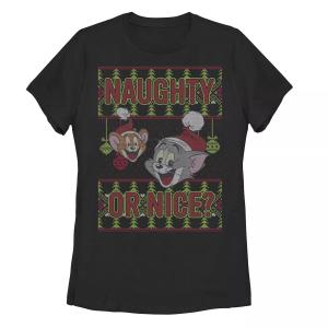 Детская футболка Tom And Jerry с графическим рисунком Naughty Or Nice Holiday Licensed Character, черный