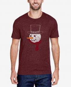 Мужская футболка с рисунком Снеговик из высококачественной смесовой ткани LA Pop Art, Burgundy