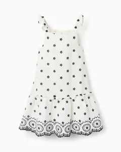 Детское платье из 100% хлопка с цветочной вышивкой и рюшами Zippy, белый