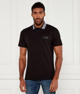 Поло мужское Versace Jeans Couture с надписью на воротнике, черный