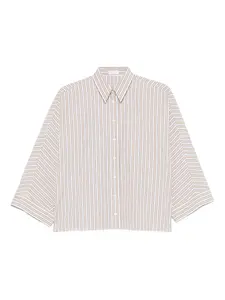 Рубашка в полоску на пуговицах Brunello Cucinelli, нейтральный