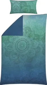 Двустороннее постельное белье бирюзово-голубое 1x 135x200 см + 1x 40x80 см Erwin Müller