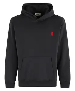 Черная толстовка с капюшоном и передним карманом. A Paper Kid, черный