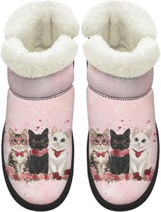 Женские удобные зимние ботинки для ходьбы с противоскользящей подошвой, средние по голенище, с внутренней подкладкой из искусственного меха Chririnla, Cute Kitten