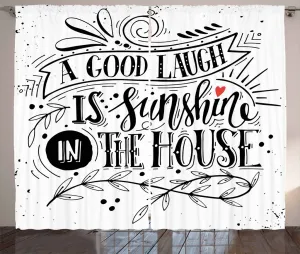 Винтажная штора в деревенском стиле ABAKUHAUS, Смех - это солнце, присборенная тесьма для спальни с петлями и крючками, 280 x 175 см, цвет: темно-коралловый