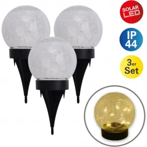 Солнечные светильники на светодиодах näve Crackle 3 шт., теплый белый, набор из 3 шт., прозрачные/черные, можно использовать как настольный светильник или в стойке для земли Näve, черный