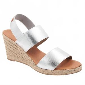 Женские босоножки-эспадрильи Allison на танкетке серебристого цвета Andre Assous, серебряный