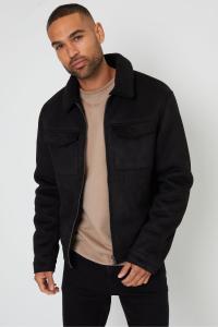 Куртка авиатор с подкладкой из искусственного меха и замши «борг» Threadbare, черный