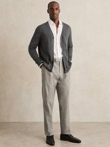 Хлопковые брюки чинос с узором «ёлочка» Reiss, Grey