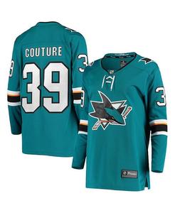 Женское фирменное темно-бирюзовое джерси Logan Couture San Jose Sharks для домашнего игрока Fanatics, синий