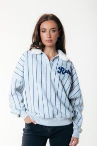 Толстовка Colourful Rebel BASEBALL CONTRAST COLLAR, Light Grey Melange/Grey