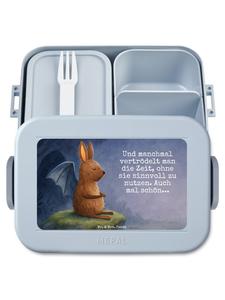 Mr. & Mrs. Panda Ланчбокс с изображением летучей мыши и надписью пастельно-голубого цвета