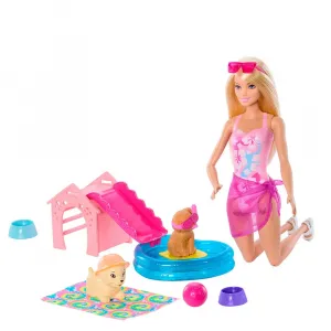 Детская кукла Mattel Barbie And Puppies At The Pool doll, розовый