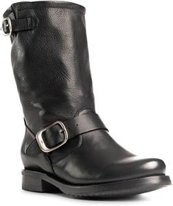 Женские короткие ботинки Frye Veronica из цельнозерновой кожи с антикварной металлической фурнитурой, конструкции Goodyear Welt и резиновой подошвой с протектором - высота голенища 6 ¾”, Black