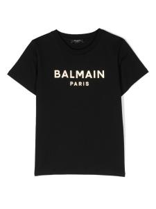 Balmain Kids футболка с логотипом, черный