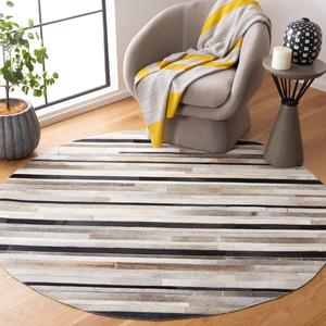 Ковер SAFAVIEH, 183 x 183 см, Studio Leather Collection круглый - Ivory & Black, современный дизайн, идеален для помещений с высокой проходимостью в гостиной, спальне и столовой (STL816A-6R)