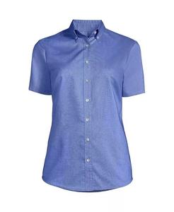 Женская школьная форма с коротким рукавом Оксфордская классическая рубашка Lands' End, синий