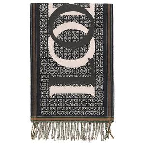 LOEWE Любовь к жаккардовой бахромчатой шарфу, Blue