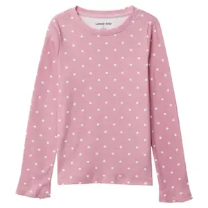 Рубашка с длинными рукавами для девочек 2–16 лет, ажурная трикотажная Lands' End, цвет mauve cream dots