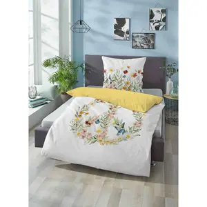 Двустороннее постельное белье Biberna «Отис», качество Linon, из 100% хлопка, желтый