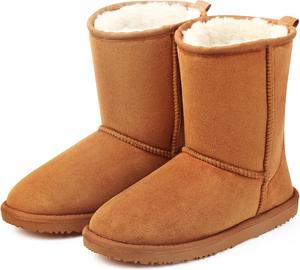 Женские водонепроницаемые зимние ботинки MUSSHOE: зимние ботинки средней высоты с искусственным мехом - теплые, удобные, противоскользящие уличные ботинки для женщин и девушек, Chestnut