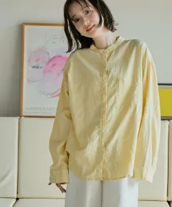 Рубашка с воротником-стойкой из льна и вискозы Coen, цвет Cream