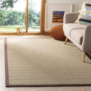 Ковер SAFAVIEH, 153 x 244 см, Natural Fiber Collection, Sage & Brown, дизайн Border Sisal, простой уход, идеален для помещений с высокой проходимостью в гостиной, спальне (NF131F)